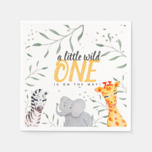 Safari Animals Watercolor Baby Shower Paper Napkin