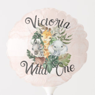 Safari Animals Watercolor Girls First Birthday  Balloon