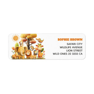 Safari Animals Watercolor Wildlife Return Address Label