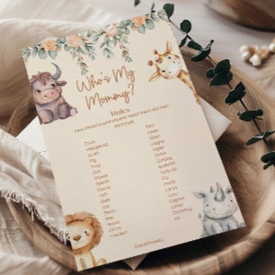 Safari Animals Who’s My Mommy Baby Shower