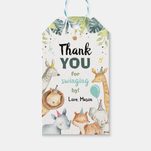 Safari Animals Wild Boy Birthday Thank You Tag