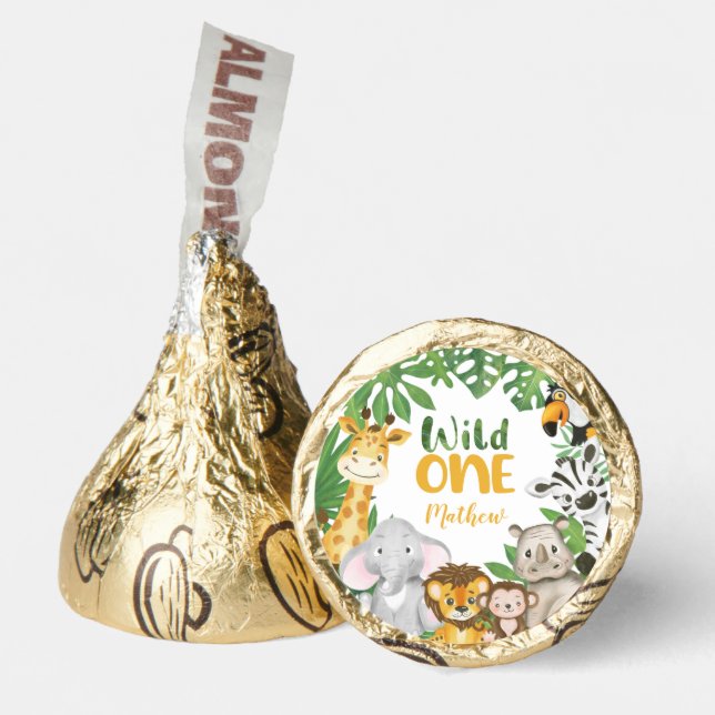 Safari Animals Wild One 1st Birthday Jungle Hershey®'s Kisses® (Front)