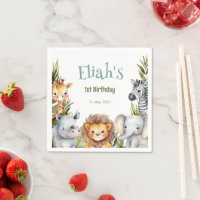 Safari Animals Wild One 1st Birthday