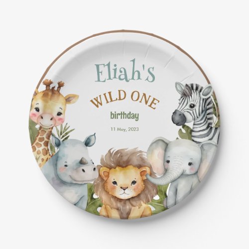 Safari Animals Wild One 1st Birthday Paper Plates