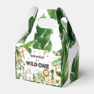Safari Animals Wild One 1st Birthday Party Decor Favor Box