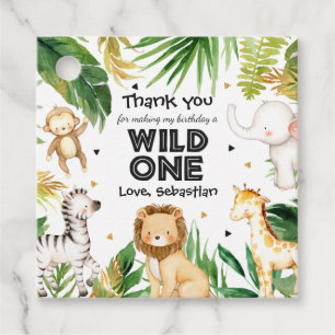 Safari Animals Wild One 1st Birthday Party Decor Favor Tags