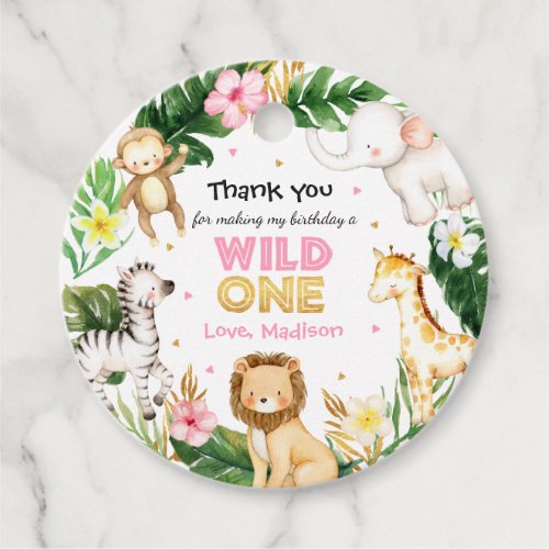 Safari Animals Wild One 1st Birthday Party Decor Favor Tags