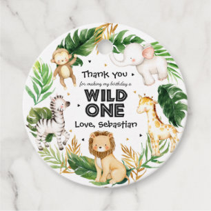 Safari Animals Wild One 1st Birthday Party Decor Favor Tags