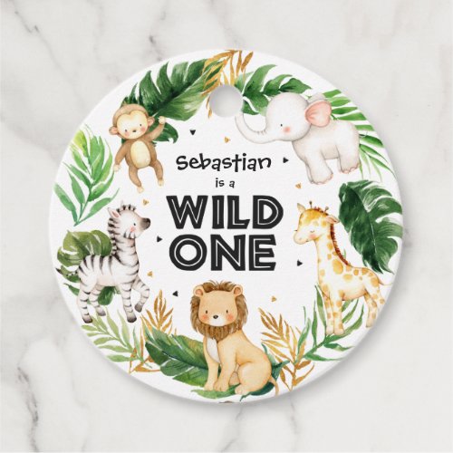 Safari Animals Wild One 1st Birthday Party Decor Favor Tags