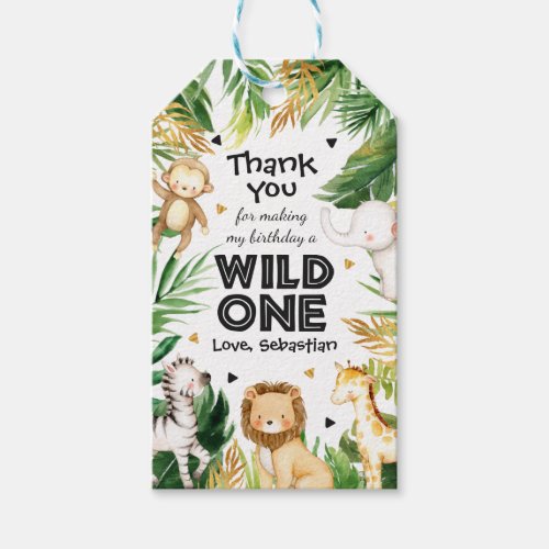 Safari Animals Wild One 1st Birthday Party Decor Gift Tags