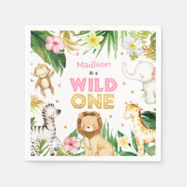 Safari Animals Wild One 1st Birthday Party Decor Napkins
