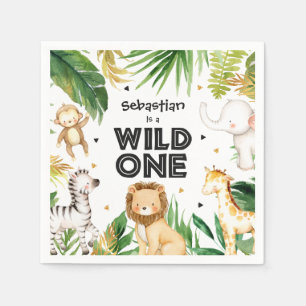 Safari Animals Wild One 1st Birthday Party Decor Napkins