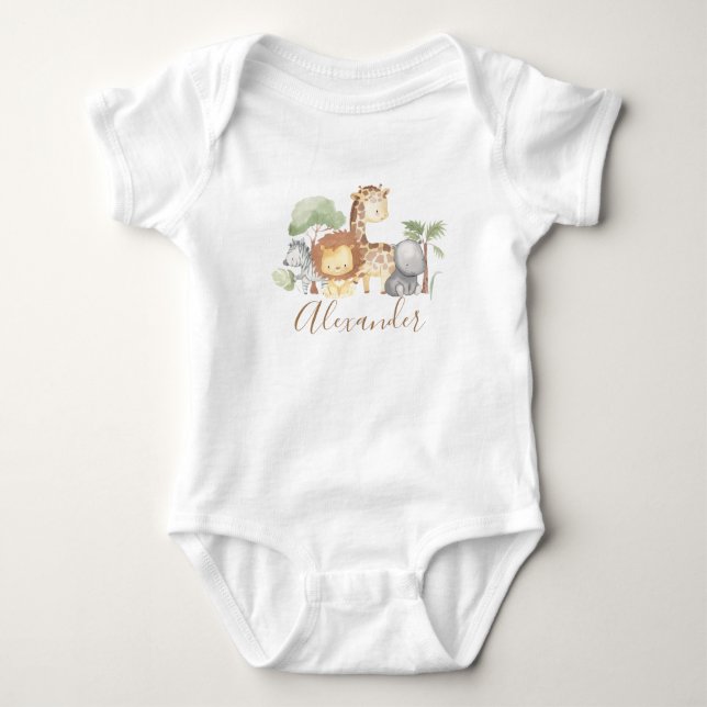 Safari Animals wild one  Baby Bodysuit (Front)