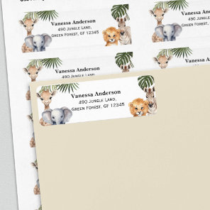 Safari Animals Wild One baby Boy Shower Return Label