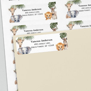 Safari Animals Wild One baby Boy Shower Return Label