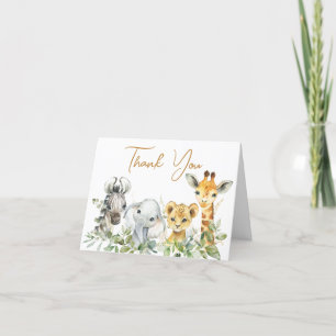 Safari Animals Wild One Baby Shower Thank You Card