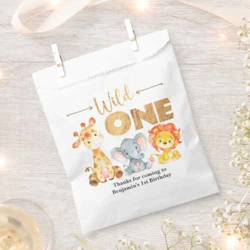 Safari Animals Wild One Birthday Favor Bag