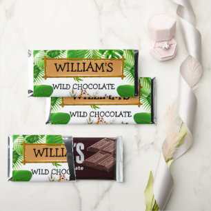 Safari Animals Wild One Birthday Hershey Bar Favors