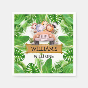 Safari Animals Wild One Birthday Napkins