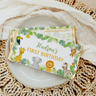 Safari Animals Wild One Birthday Party Hershey Bar Favors