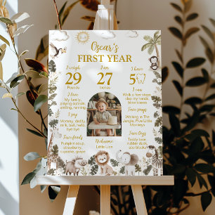 Safari Animals Wild One Birthday Party Milestone Poster
