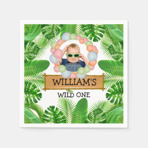 Safari Animals Wild One Birthday PHOTO Napkins