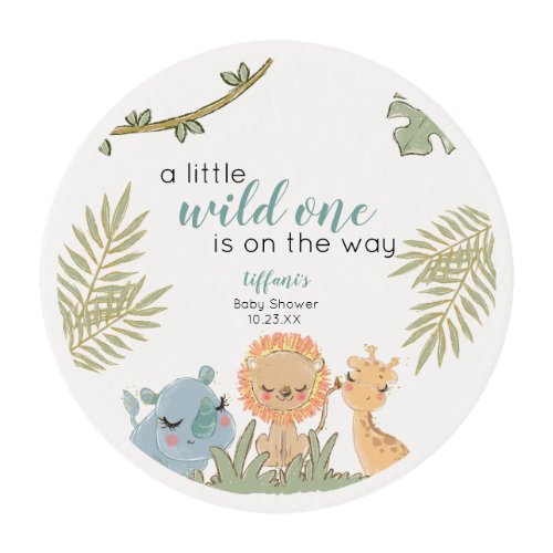 Safari Animals Wild One Gender Neutral Baby Shower Edible Frosting Rounds