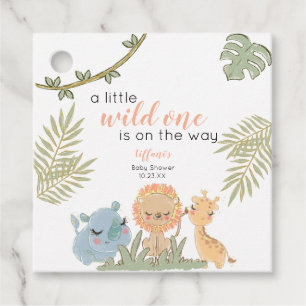 Safari Animals Wild One Girl Baby Shower Favor Tags
