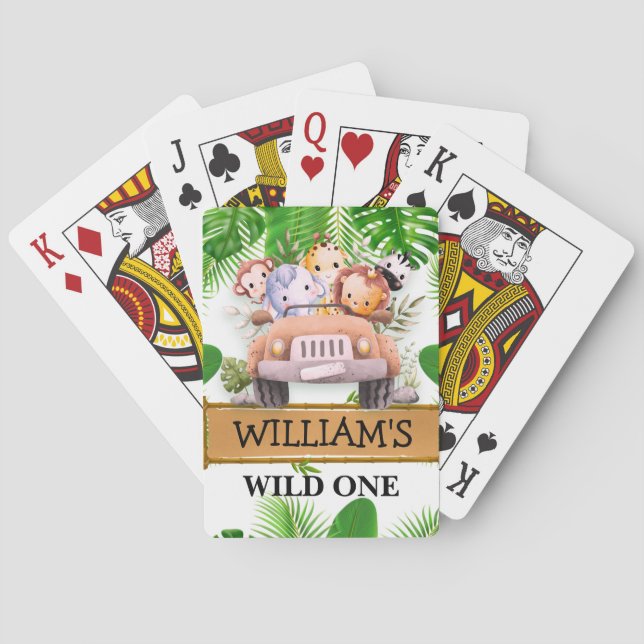 Safari Animals Wild One JUNGLE Birthday Poker Cards (Back)