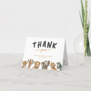 Safari animals wild one modern Baby Shower Letterpress Thank You Card