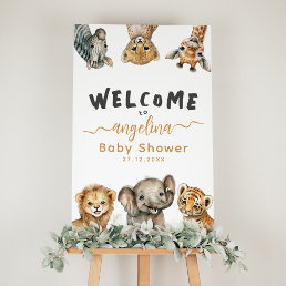 Safari animals wild one modern Baby Shower welcome Foam Board