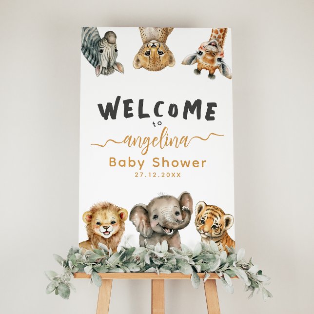 Safari animals wild one modern Baby Shower welcome Foam Board (Creator Uploaded)