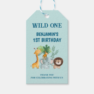 Safari Animals Wild One Party Thank you Favor Gift Tags