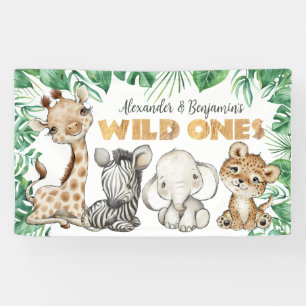 Safari Animals Wild Ones Birthday Banner