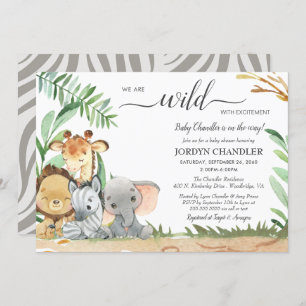 Safari Animals Wild with Excitement Baby Shower Invitation