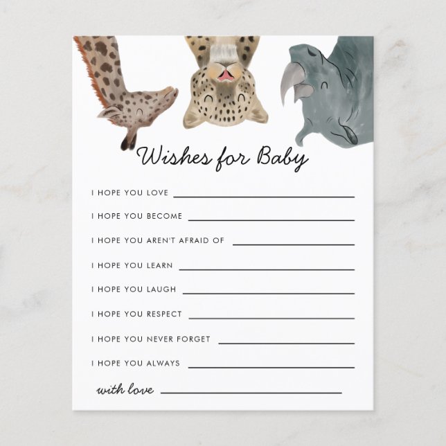 Safari Animals Wishes for Baby Card (Front)
