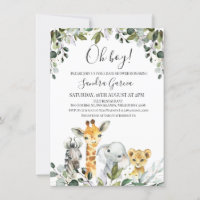 Safari Animals with Lion Baby Shower Invitation