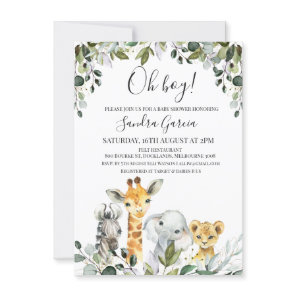 Safari Animals with Lion Baby Shower Invitation