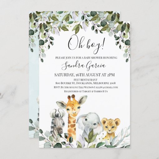 Safari Animals with Lion Baby Shower Invitation | Zazzle