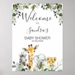 Safari Animals With Lion Baby Shower Welcome Sign at Zazzle