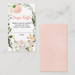 Safari animals with masks diaper raffle cards