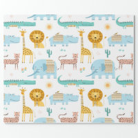 Safari Animals on Dark Brown Wrapping Paper Sheets | Zazzle