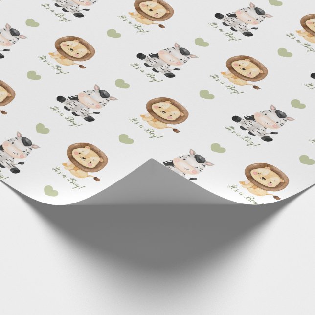 Safari Animals Wrapping Paper (Personalized) (Corner)
