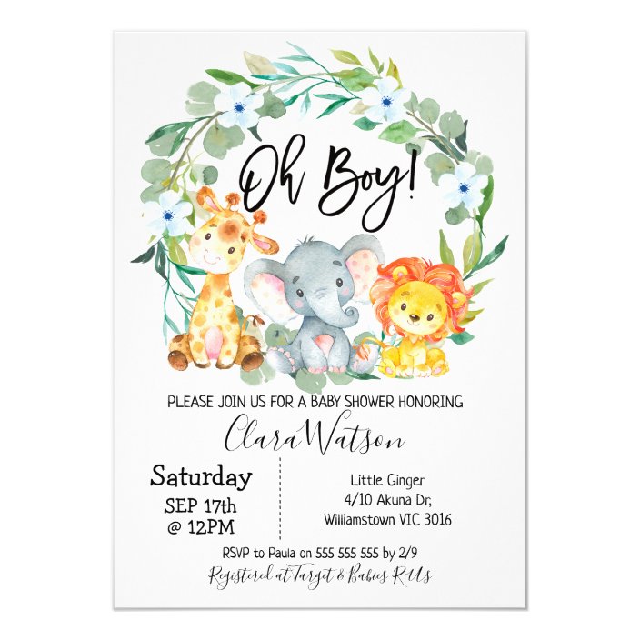 animal themed baby shower invitations