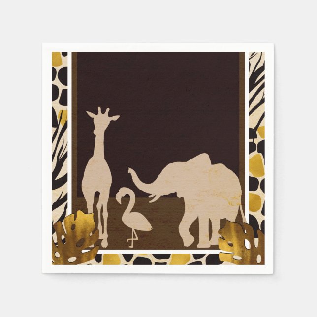 Safari Animals Zoo Birthday Party Napkins (Front)