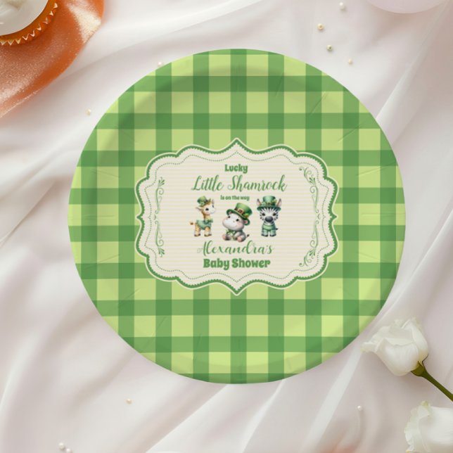 Safari Animlas Lucky Little Shamrock Paper Plates (Creator Uploaded)