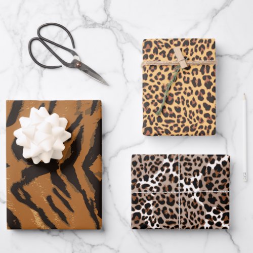 Safari Assortment Black and Brown Wrapping Paper Sheets