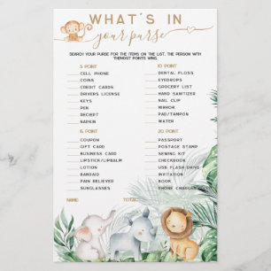 Safari Baby Animal What's In Your Purse game