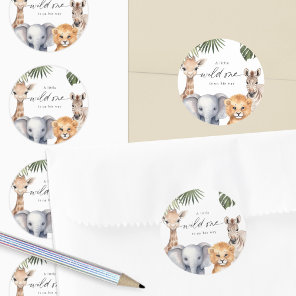 Safari Baby Animals Baby Boy Shower Seal Stickers.