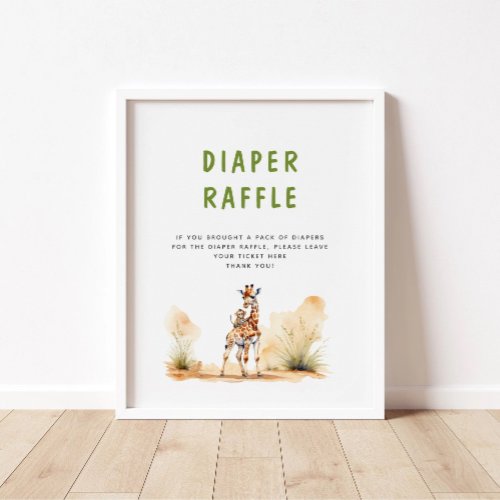 Safari Baby Animals Baby Shower Diaper Raffle Poster